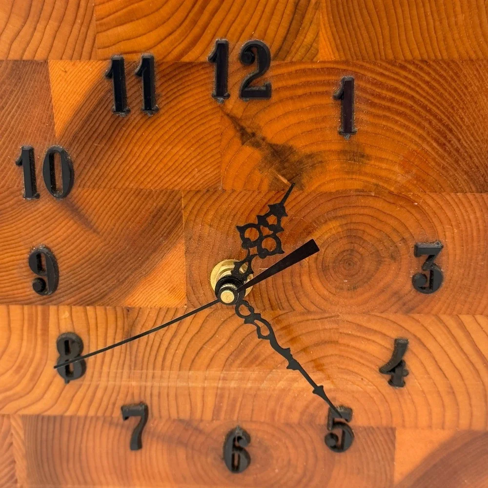 Rustic Handmade Butcher Block Wood Desk Clock Quartz‎ Farmhouse Lodge Decor